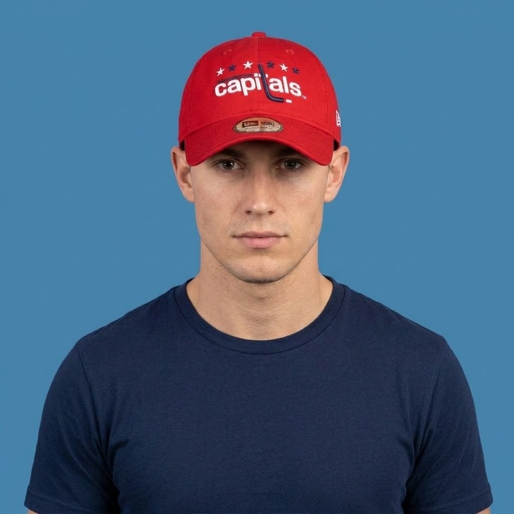 New Era Washington Capitals Hat NHL Red Starry Hockey Strapback Cap EUC